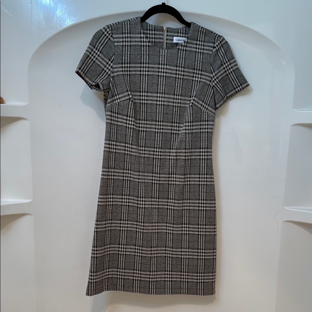 Calvin Klein Black and White Mini Sheath Dress